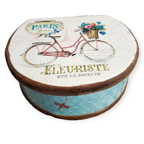 Paris Forever FleuristeRue LaFayette Decoupage Bike Journey Keepsake Wood 2 Boxs - Picture 1 of 8